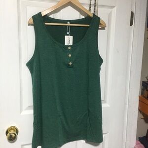 Women's Sleeveless Henley Tank Top - Green